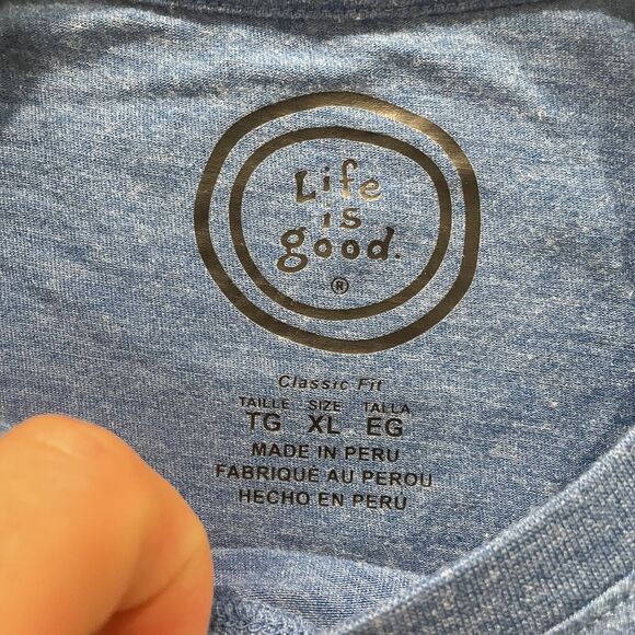 Life is Good Shirt Mens XL Blue Positive State Champions Single Stitch Stretch - Picture 5 of 8